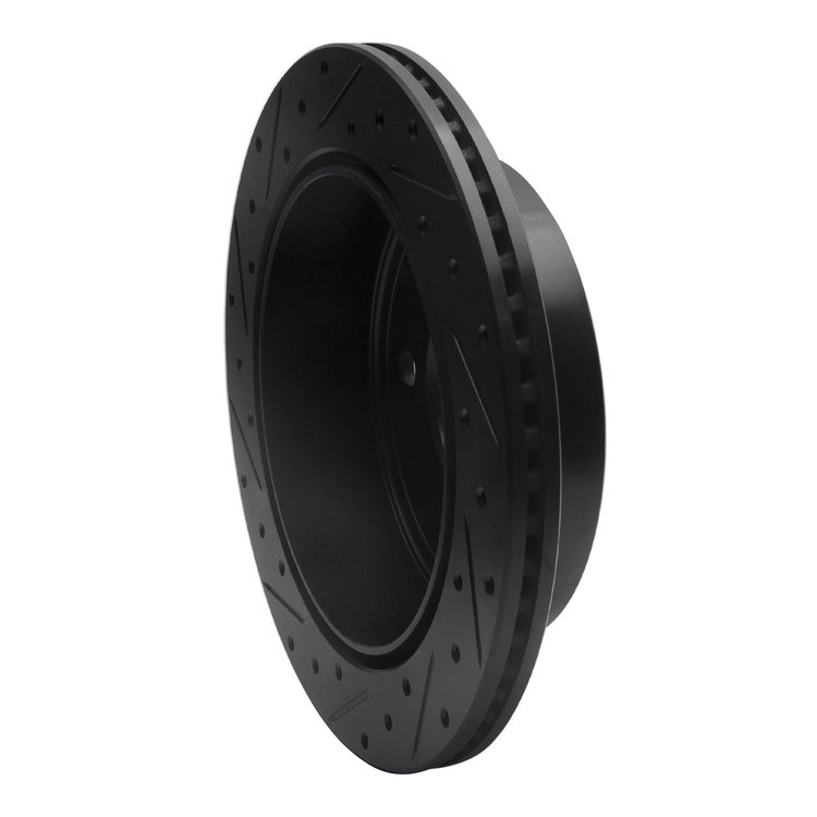 E-Line Drilled & Slotted Black Brake Rotor, 2003-2003 Mopar, Position: Rear Right