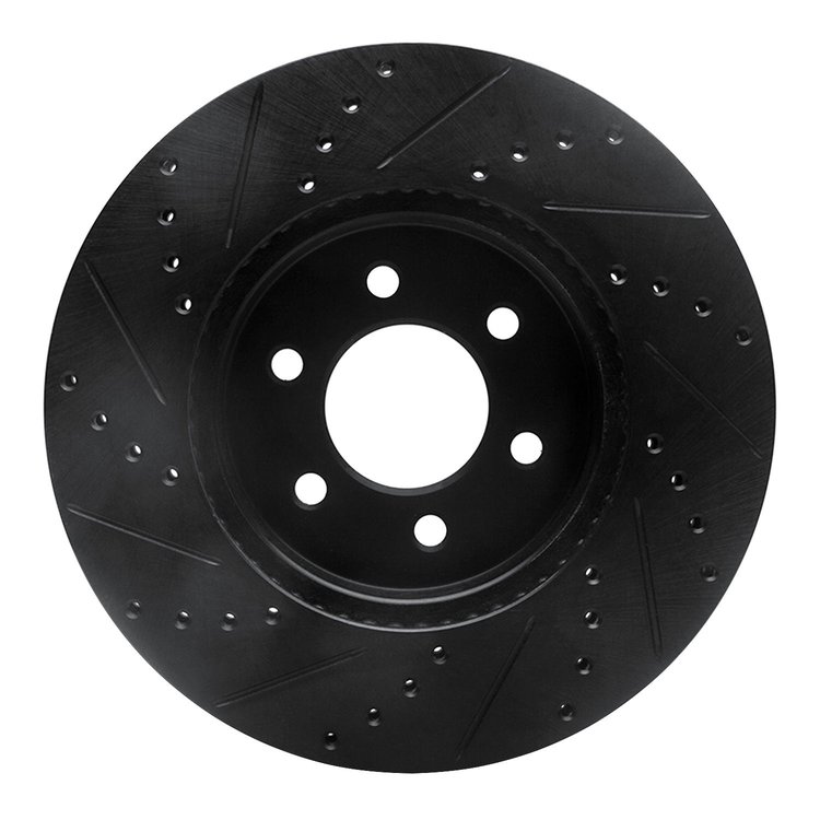 E-Line Drilled & Slotted Black Brake Rotor, 2003-2003 Mopar, Position: Front Right