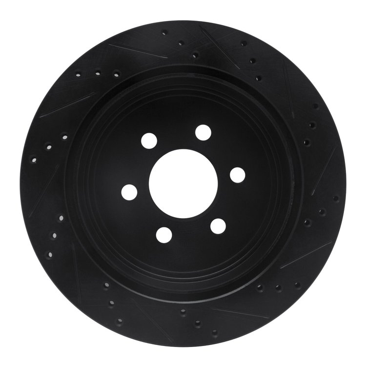 E-Line Drilled & Slotted Black Brake Rotor, 2003-2003 Mopar, Position: Rear Left