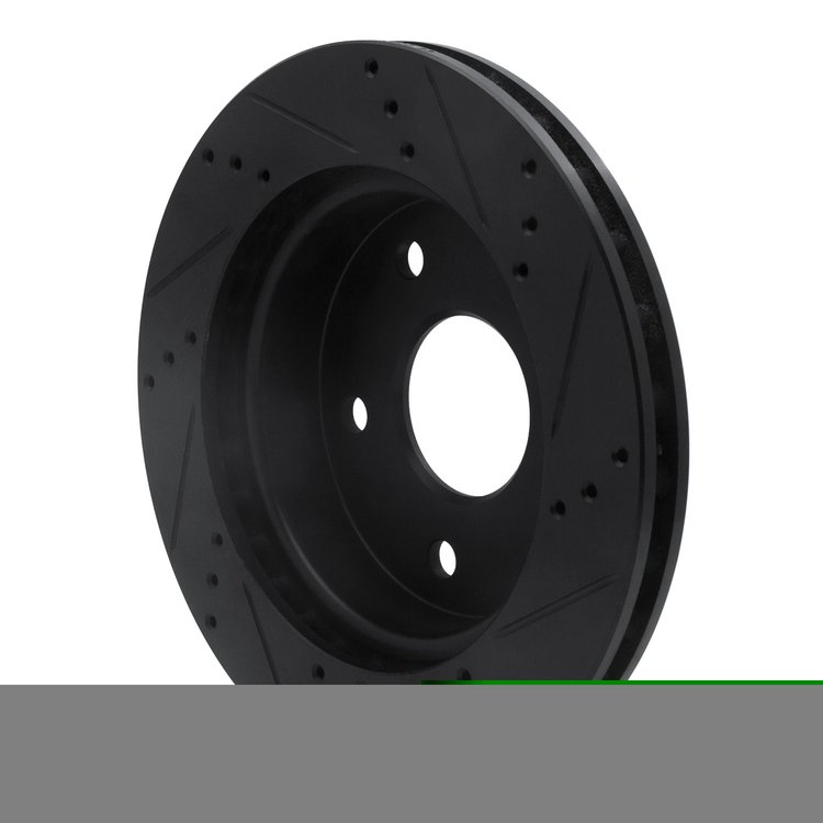 E-Line Drilled & Slotted Black Brake Rotor, 2005-2010 Fits Multiple Makes/Models, Position: Front Left