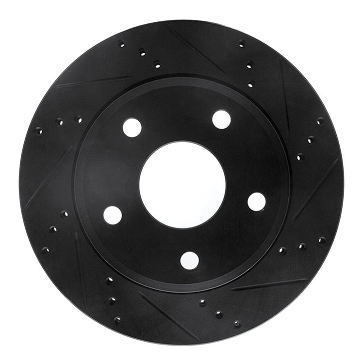 E-Line Drilled & Slotted Black Brake Rotor, 2005-2010 Fits Multiple Makes/Models, Position: Front Right