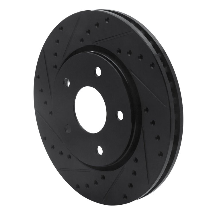 E-Line Drilled & Slotted Black Brake Rotor, 2008-2016 Fits Multiple Makes/Models, Position: Front Left