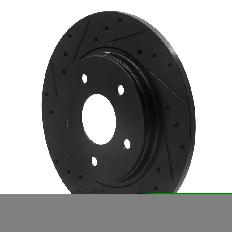 E-Line Drilled & Slotted Black Brake Rotor, 2008-2016 Fits Multiple Makes/Models, Position: Rear Left