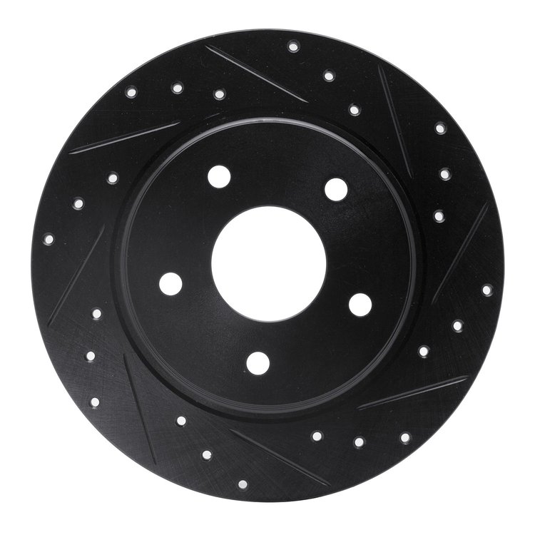 E-Line Drilled & Slotted Black Brake Rotor, 2008-2016 Fits Multiple Makes/Models, Position: Rear Right