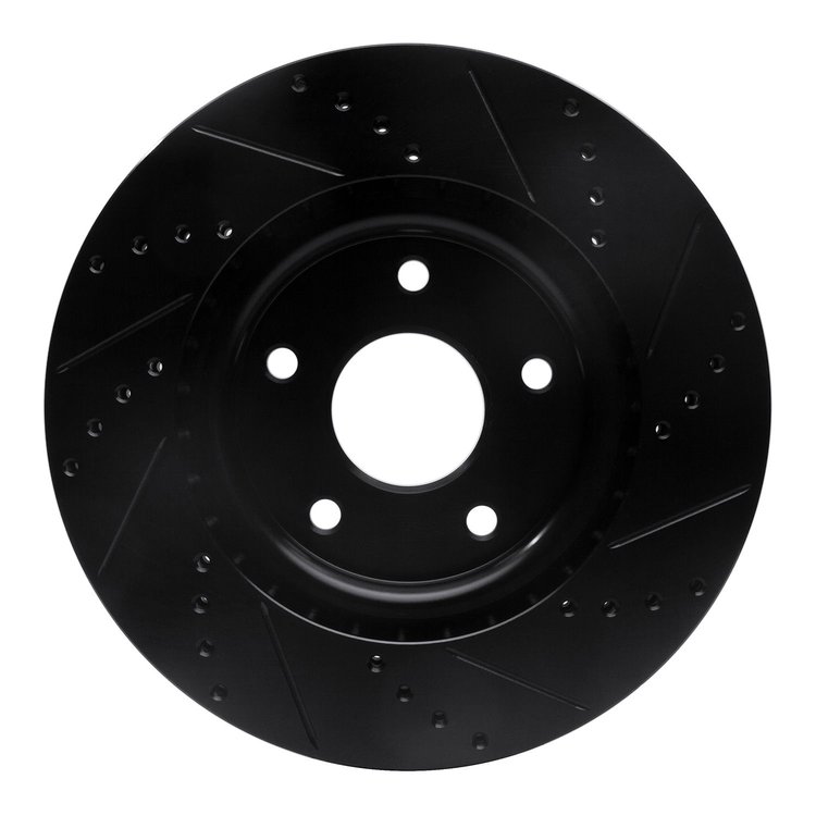 E-Line Drilled & Slotted Black Brake Rotor, Fits Select Fits Multiple Makes/Models, Position: Front Left