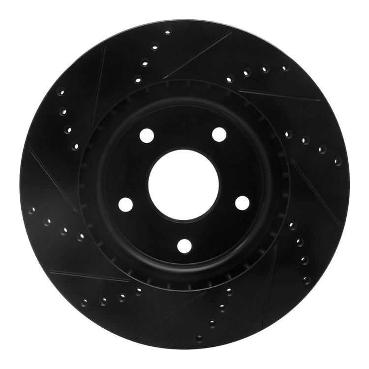 E-Line Drilled & Slotted Black Brake Rotor, Fits Select Fits Multiple Makes/Models, Position: Front Right