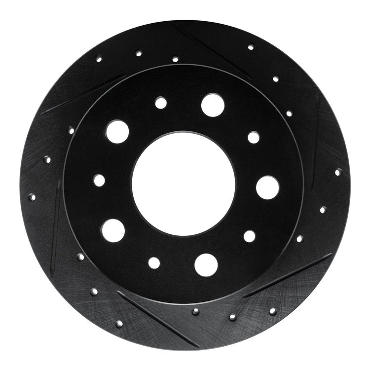 E-Line Drilled & Slotted Black Brake Rotor, 2014-2021 Mopar, Position: Rear Right
