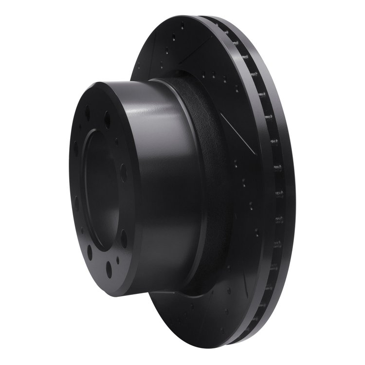 E-Line Drilled & Slotted Black Brake Rotor, Fits Select Mopar, Position: Rear Left