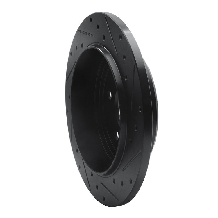 E-Line Drilled & Slotted Black Brake Rotor, 2005-2010 Mopar, Position: Rear Left