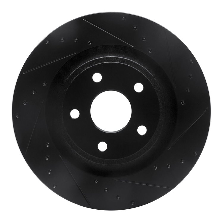 E-Line Drilled & Slotted Black Brake Rotor, 2006-2010 Mopar, Position: Front Right