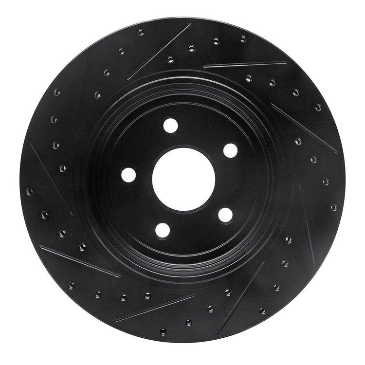 E-Line Drilled & Slotted Black Brake Rotor, 2006-2010 Mopar, Position: Rear Right