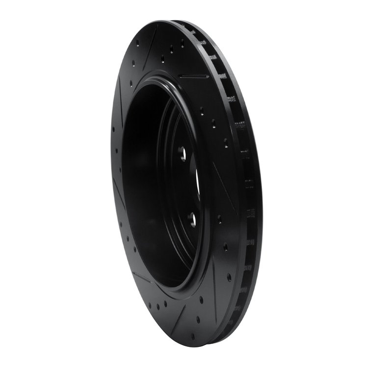 E-Line Drilled & Slotted Black Brake Rotor, Fits Select Mopar, Position: Rear Right