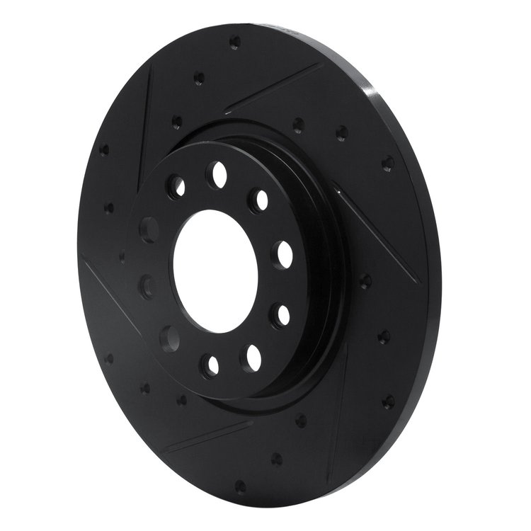 E-Line Drilled & Slotted Black Brake Rotor, Fits Select Mopar, Position: Rear Left