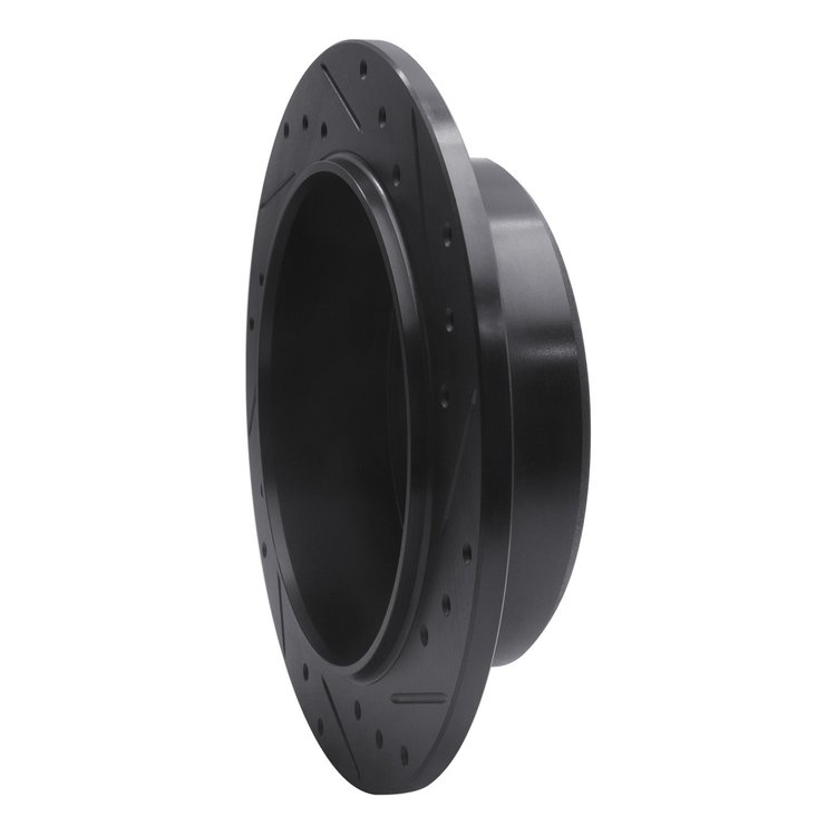 E-Line Drilled & Slotted Black Brake Rotor, 2007-2012 Mopar, Position: Rear Left