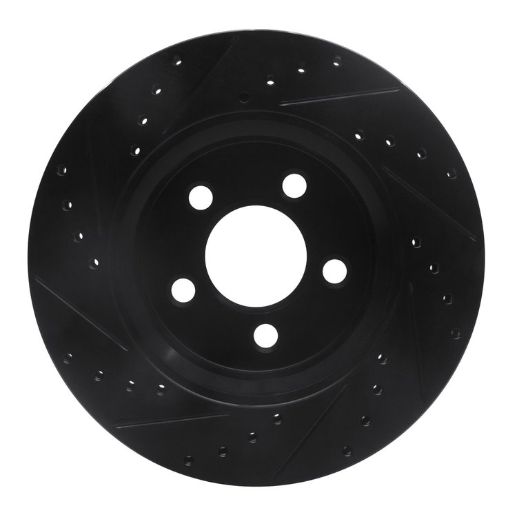 E-Line Drilled & Slotted Black Brake Rotor, 2007-2012 Mopar, Position: Front Right