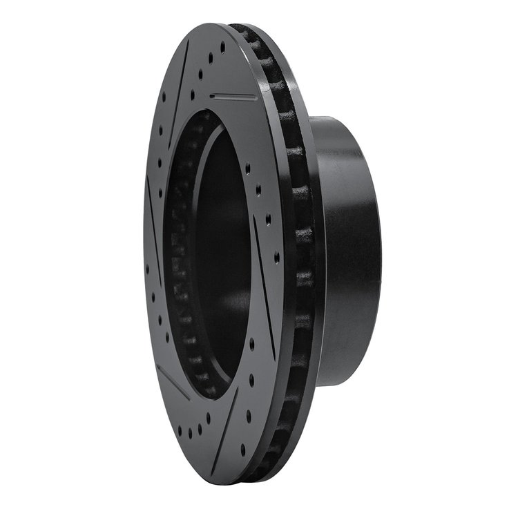E-Line Drilled & Slotted Black Brake Rotor, 1990-1999 Mopar, Position: Front Right