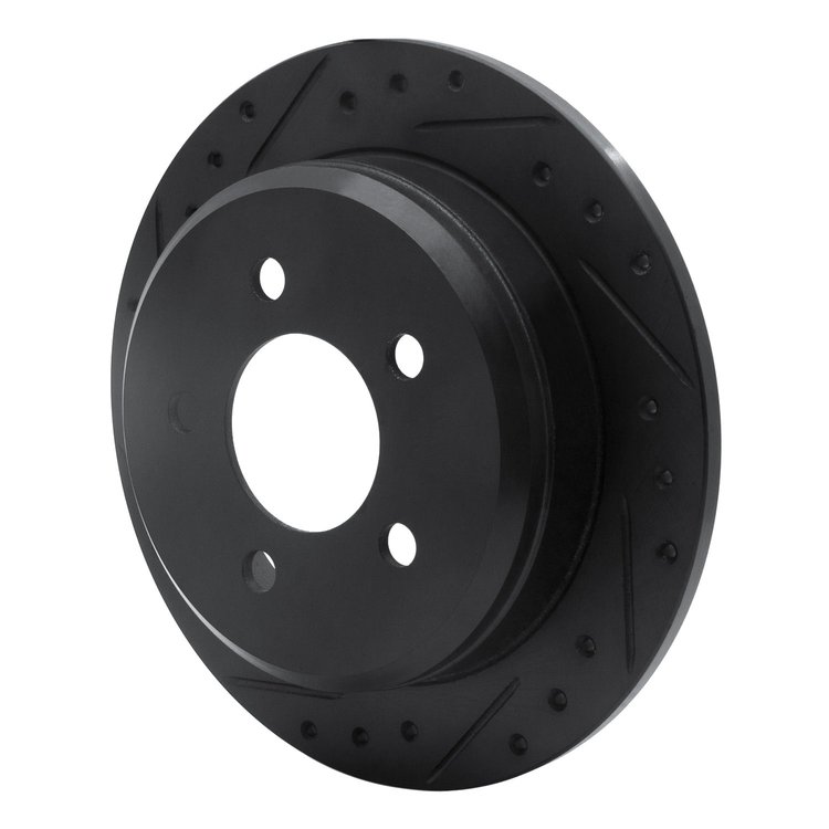 E-Line Drilled & Slotted Black Brake Rotor, 1993-1998 Mopar, Position: Rear Left