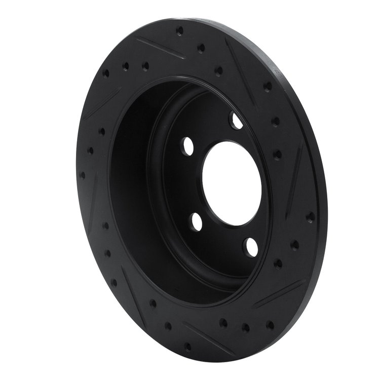 E-Line Drilled & Slotted Black Brake Rotor, 2003-2007 Mopar, Position: Rear Left