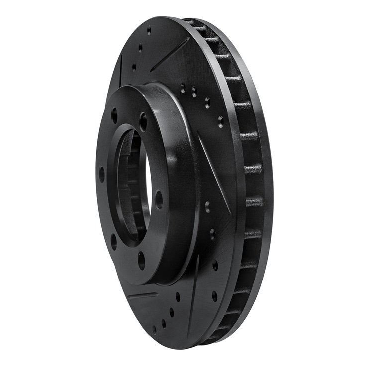 E-Line Drilled & Slotted Black Brake Rotor, 1971-1991 Fits Multiple Makes/Models, Position: Front Left