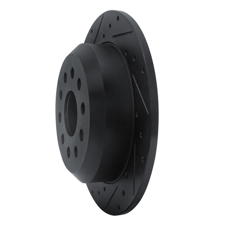 E-Line Drilled & Slotted Black Brake Rotor, Fits Select Mopar, Position: Rear Left