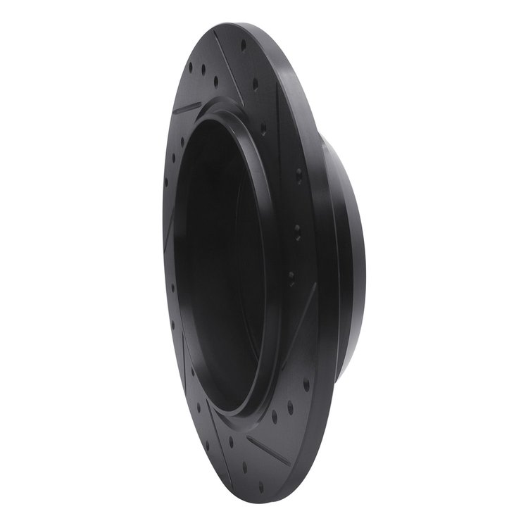 E-Line Drilled & Slotted Black Brake Rotor, Fits Select Mopar, Position: Rear Left
