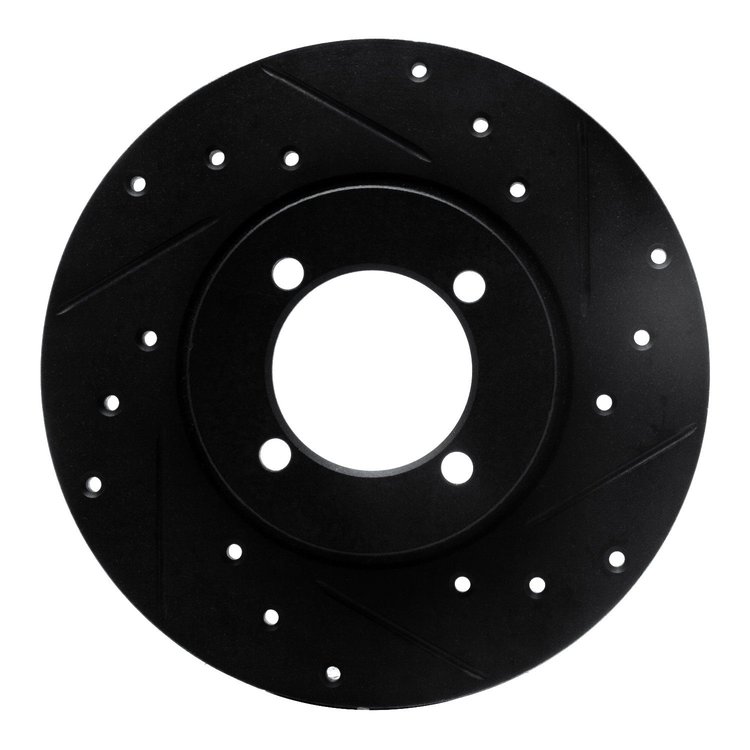 E-Line Drilled & Slotted Black Brake Rotor, 1974-1987 Fits Multiple Makes/Models, Position: Front Right