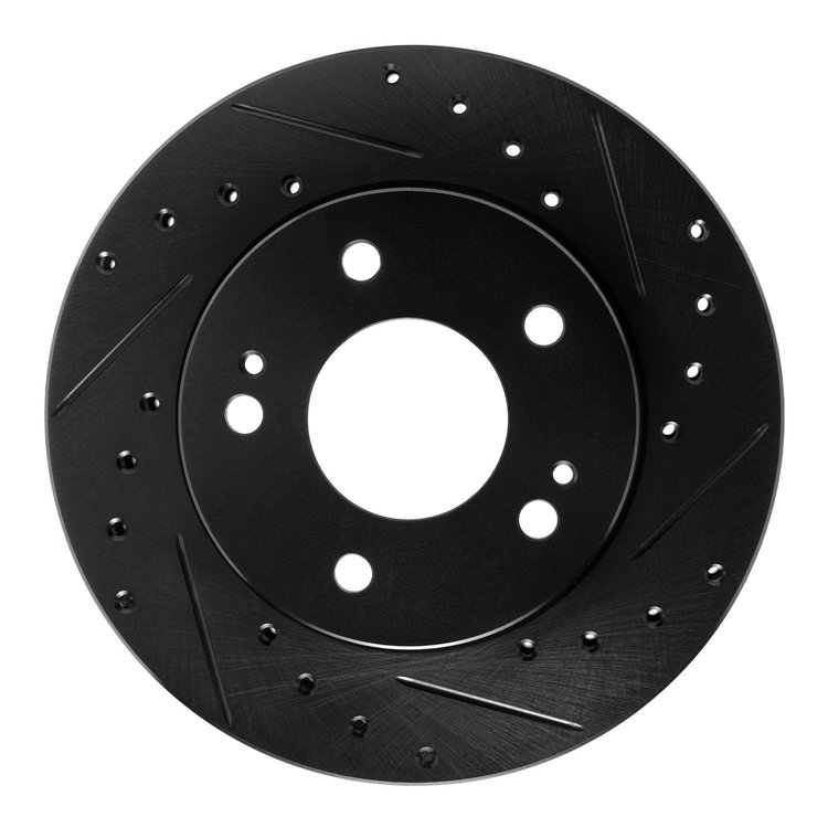 E-Line Drilled & Slotted Black Brake Rotor, 1990-1990 Mopar, Position: Front Right