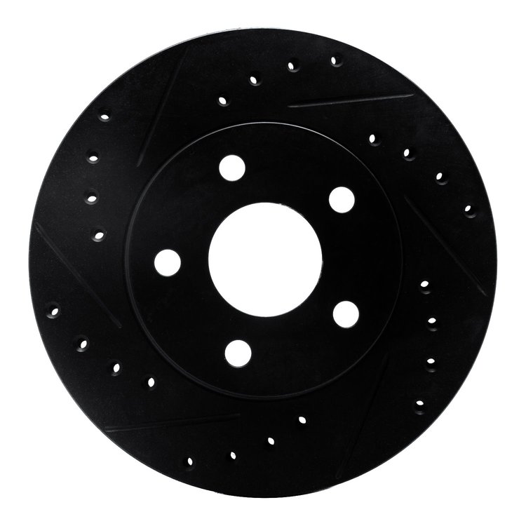 E-Line Drilled & Slotted Black Brake Rotor, 1980-1989 GM, Position: Front Left
