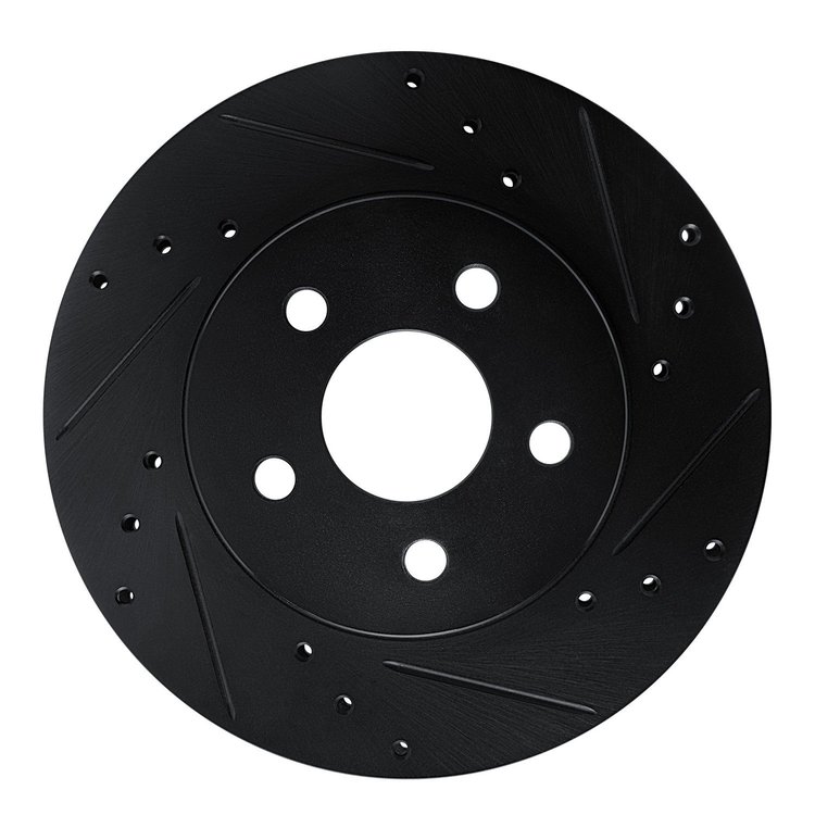 E-Line Drilled & Slotted Black Brake Rotor, 1982-1982 GM, Position: Front Right