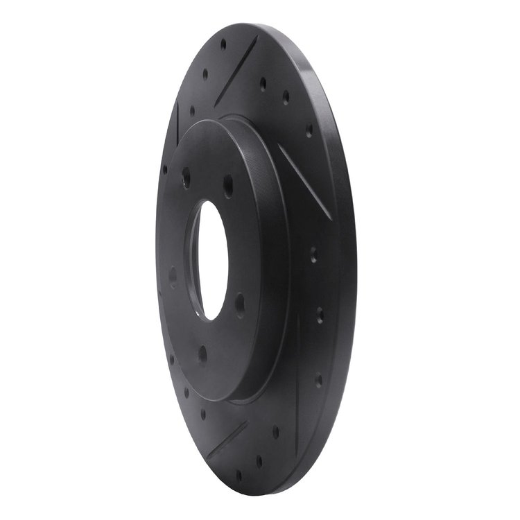 E-Line Drilled & Slotted Black Brake Rotor, 1994-1999 GM, Position: Rear Left