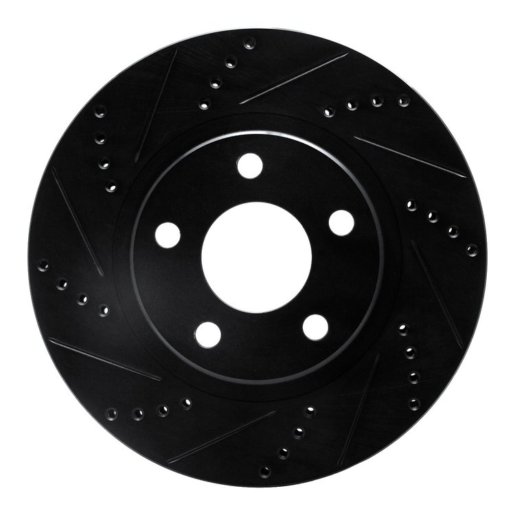 E-Line Drilled & Slotted Black Brake Rotor, 1997-2005 GM, Position: Front Left