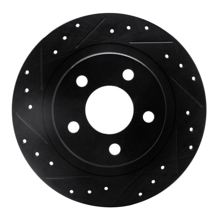 E-Line Drilled & Slotted Black Brake Rotor, 1998-2005 GM, Position: Rear Left