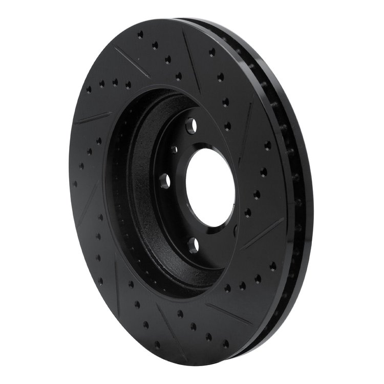 E-Line Drilled & Slotted Black Brake Rotor, 2006-2016 GM, Position: Front Left