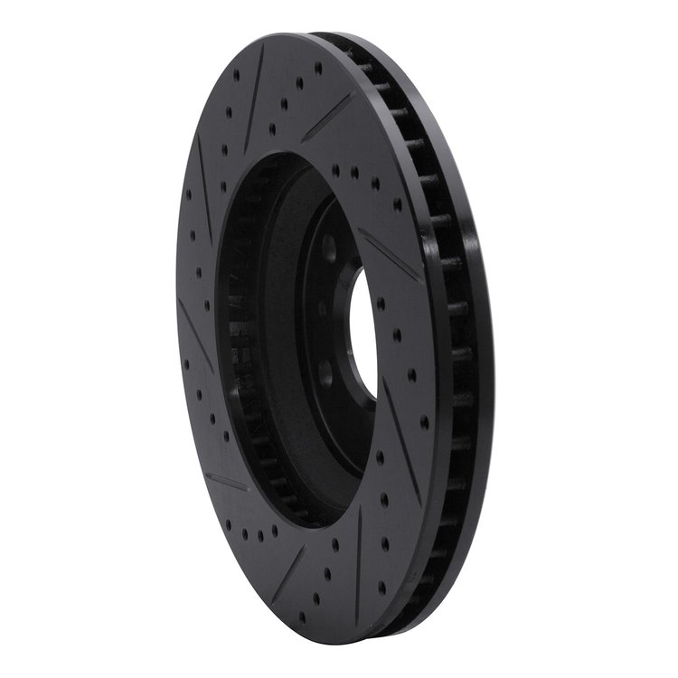 E-Line Drilled & Slotted Black Brake Rotor, 2006-2016 GM, Position: Front Right