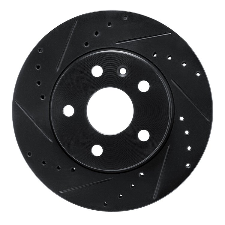 E-Line Drilled & Slotted Black Brake Rotor, 2011-2016 GM, Position: Front Left