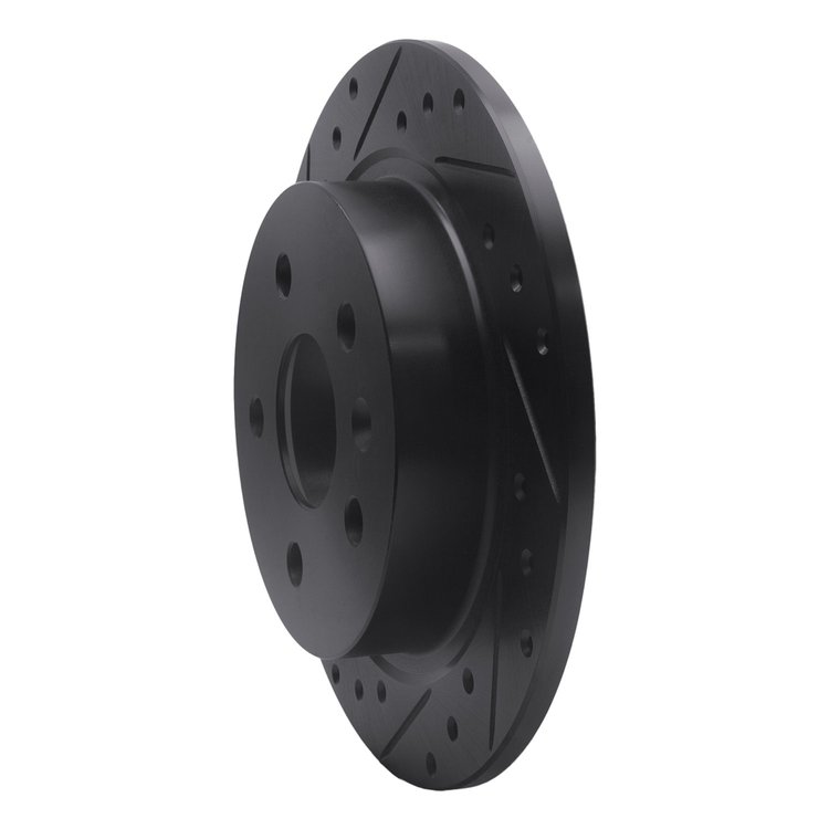 E-Line Drilled & Slotted Black Brake Rotor, 2011-2016 GM, Position: Rear Left