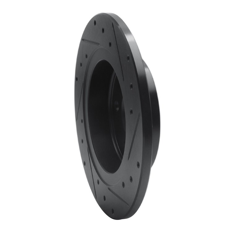 E-Line Drilled & Slotted Black Brake Rotor, Fits Select GM, Position: Rear Left