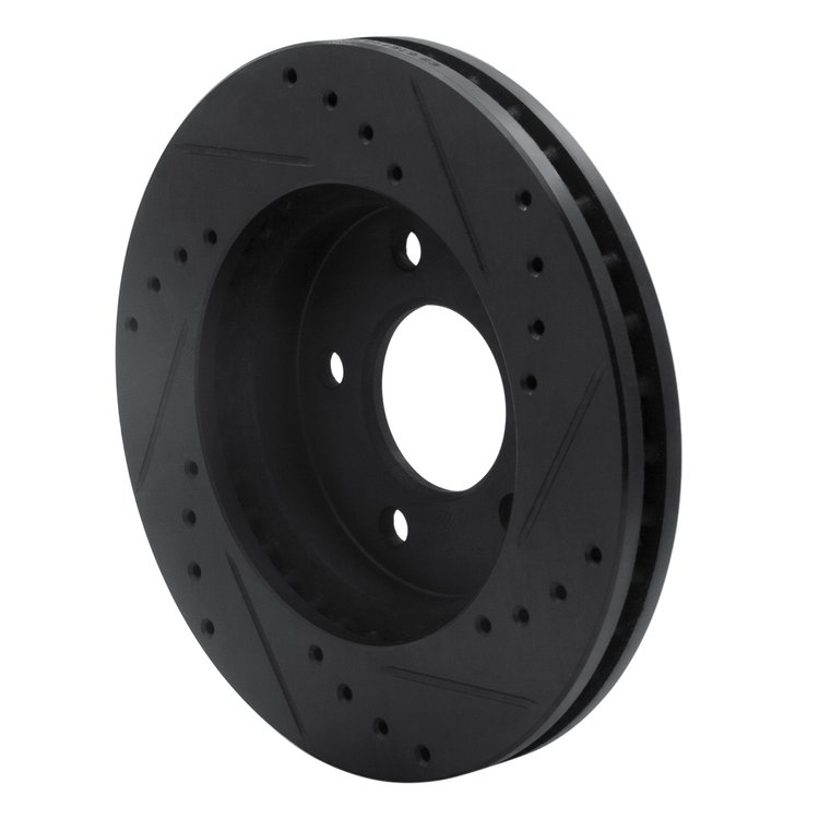 E-Line Drilled & Slotted Black Brake Rotor, 2001-2007 GM, Position: Front Left