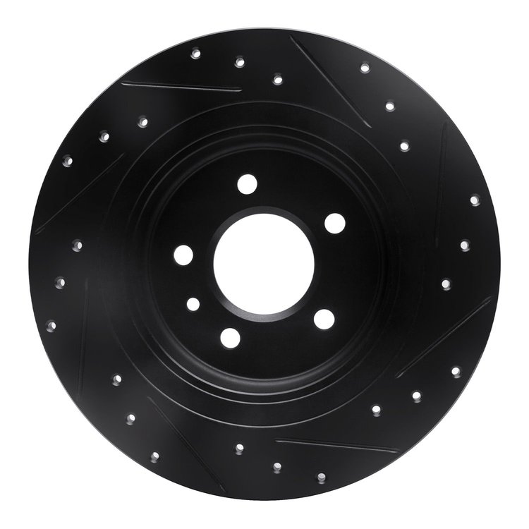 E-Line Drilled & Slotted Black Brake Rotor, 2016-2018 GM, Position: Rear Left