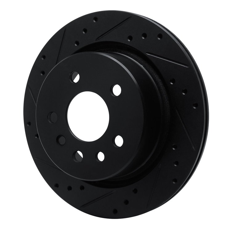 E-Line Drilled & Slotted Black Brake Rotor, 2001-2001 GM, Position: Rear Left