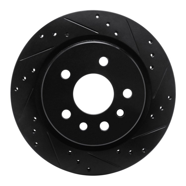 E-Line Drilled & Slotted Black Brake Rotor, 2001-2001 GM, Position: Rear Right