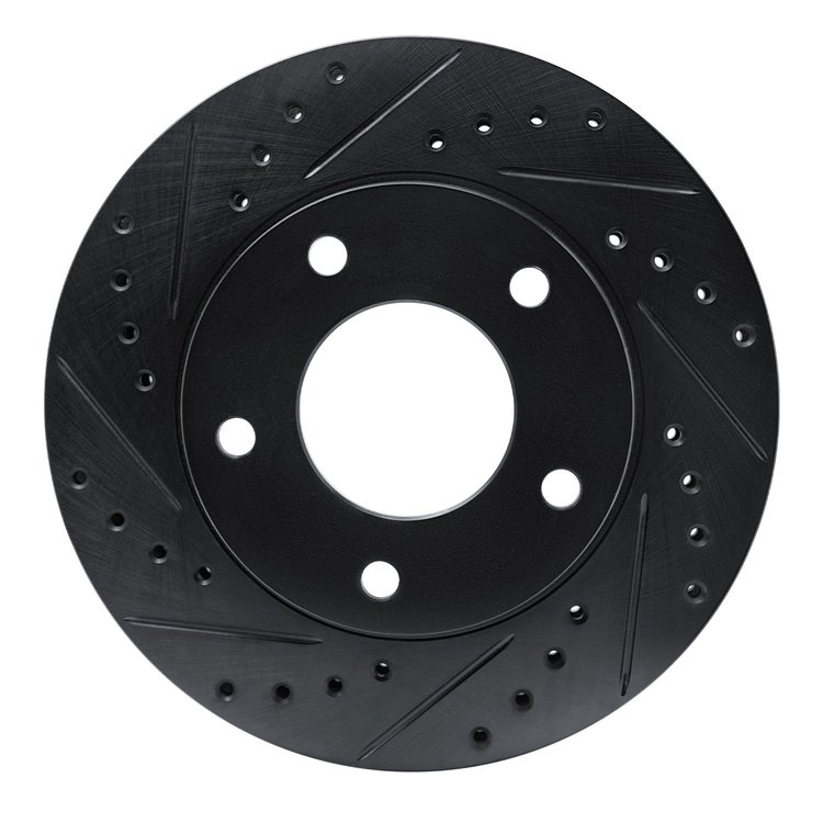 E-Line Drilled & Slotted Black Brake Rotor, 1969-1978 GM, Position: Front Left, Rear Left