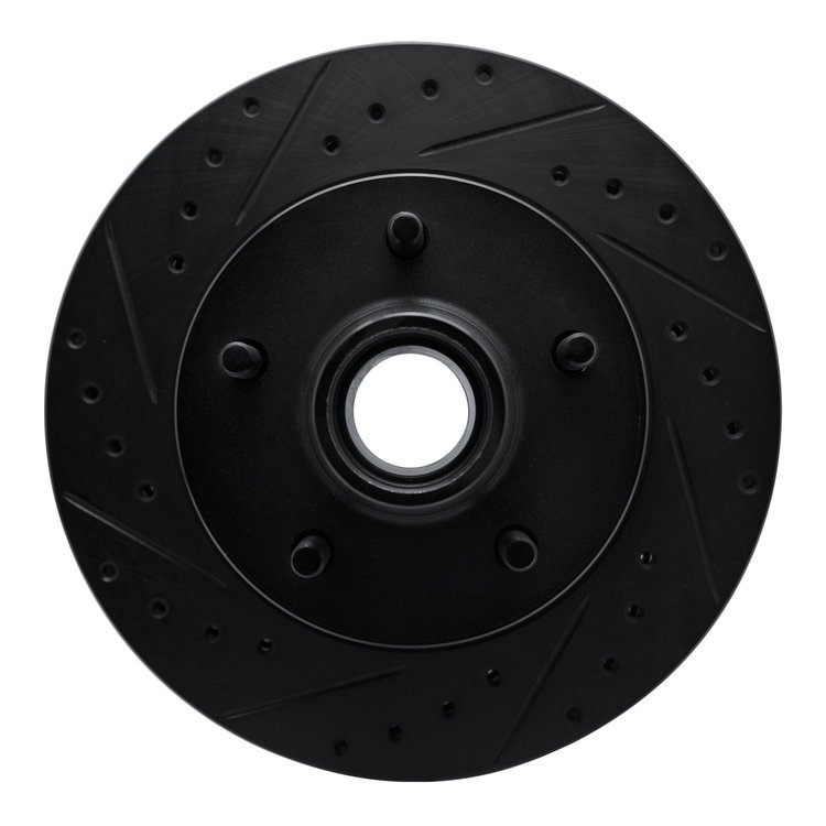 E-Line Drilled & Slotted Black Brake Rotor, 1990-1990 GM, Position: Front Left