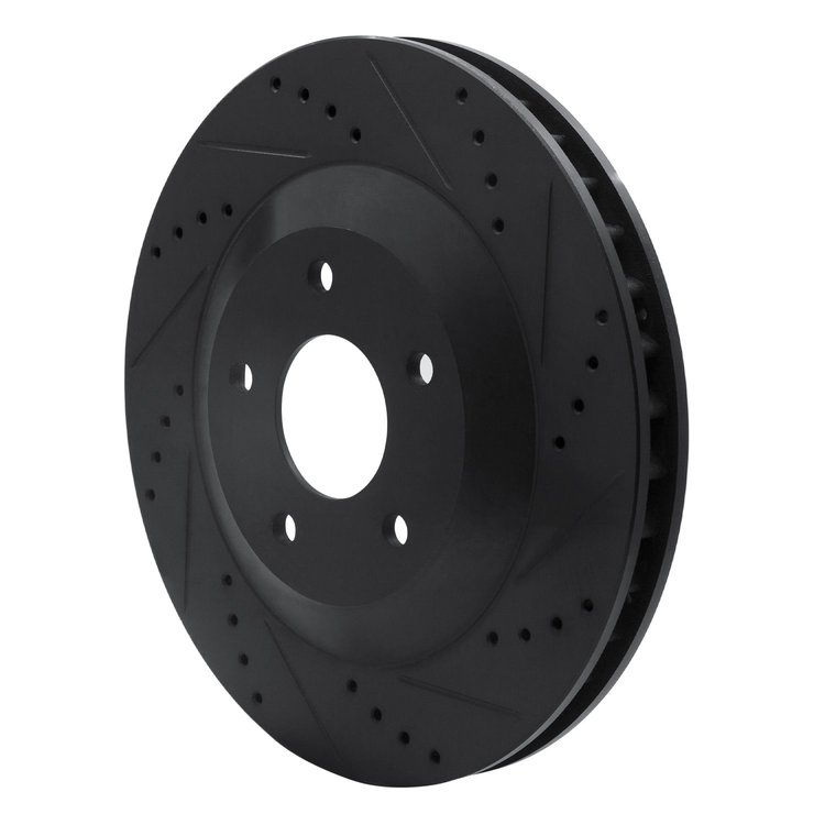 E-Line Drilled & Slotted Black Brake Rotor, 1997-2009 GM, Position: Left Front