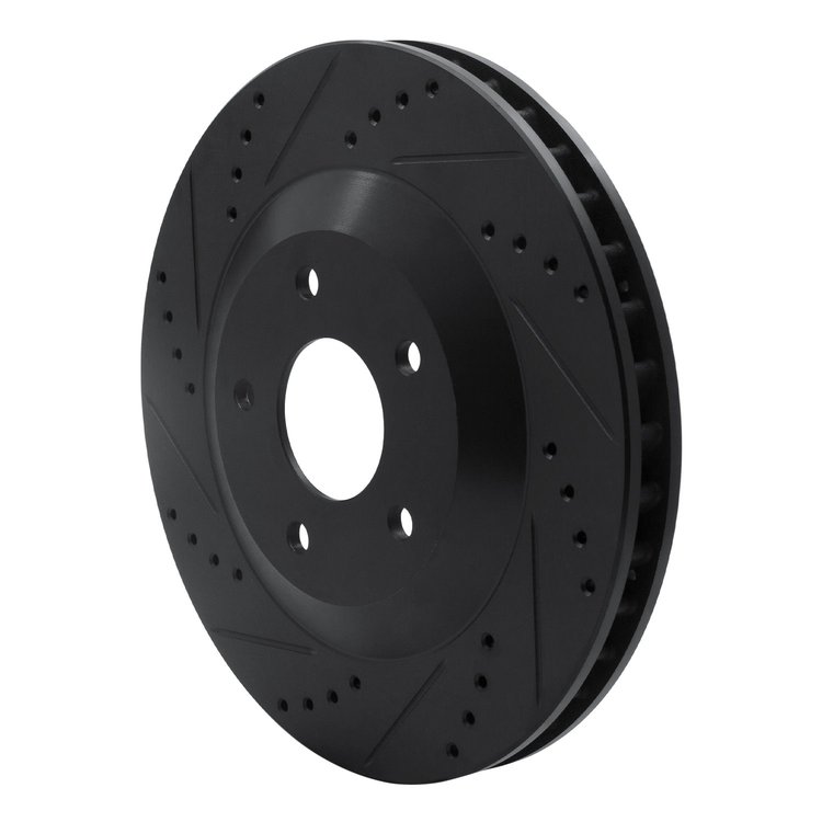 E-Line Drilled & Slotted Black Brake Rotor, 1997-2009 GM, Position: Right Front