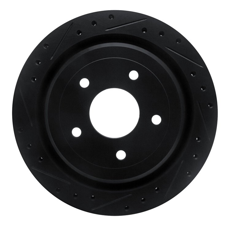 E-Line Drilled & Slotted Black Brake Rotor, 1997-2013 GM, Position: Rear Left