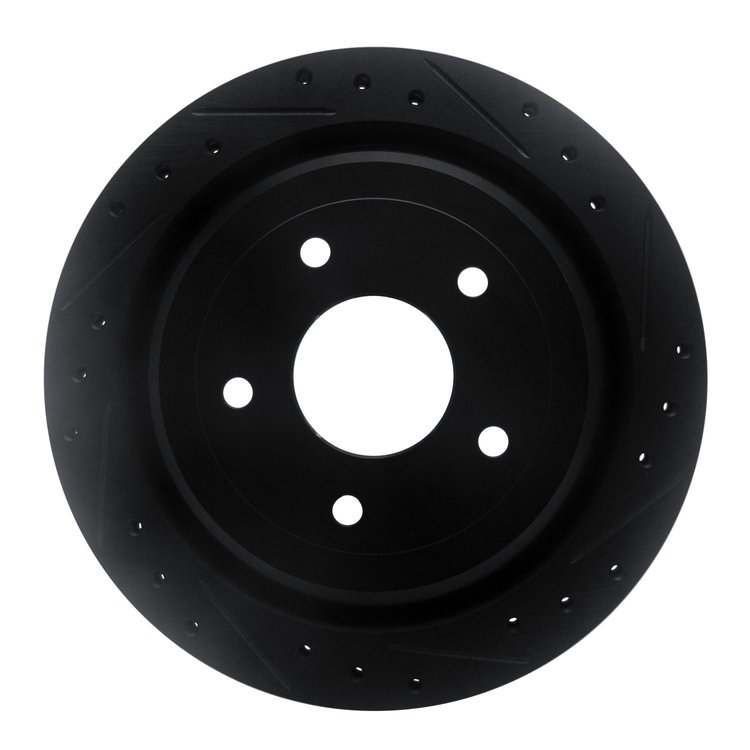 E-Line Drilled & Slotted Black Brake Rotor, 1997-2013 GM, Position: Rear Right