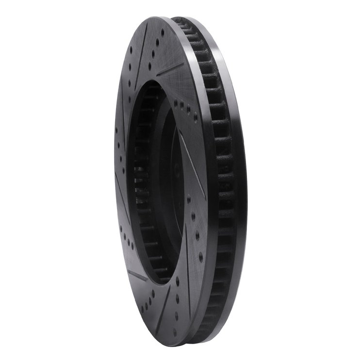E-Line Drilled & Slotted Black Brake Rotor, 2003-2007 GM, Position: Front Right