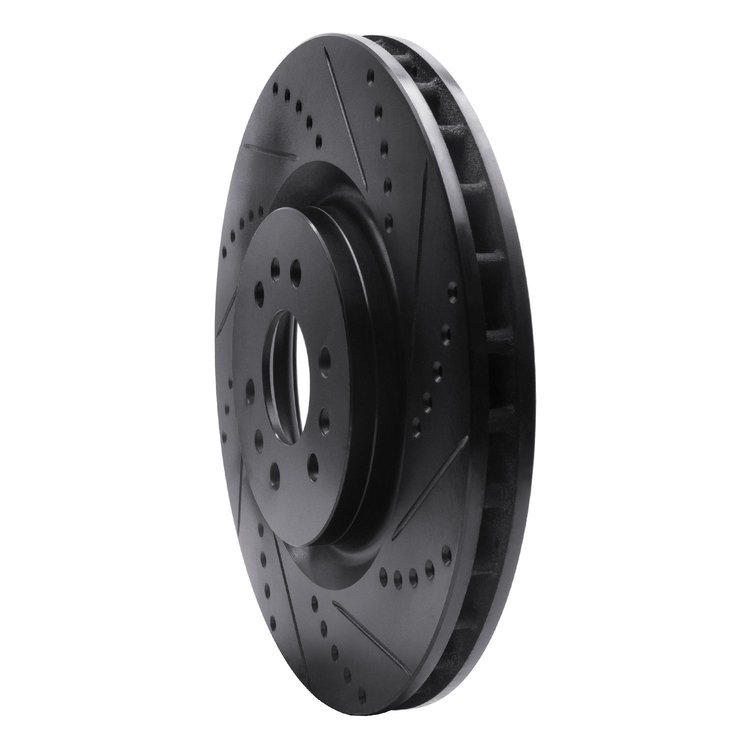 E-Line Drilled & Slotted Black Brake Rotor, 2004-2011 GM, Position: Front Right