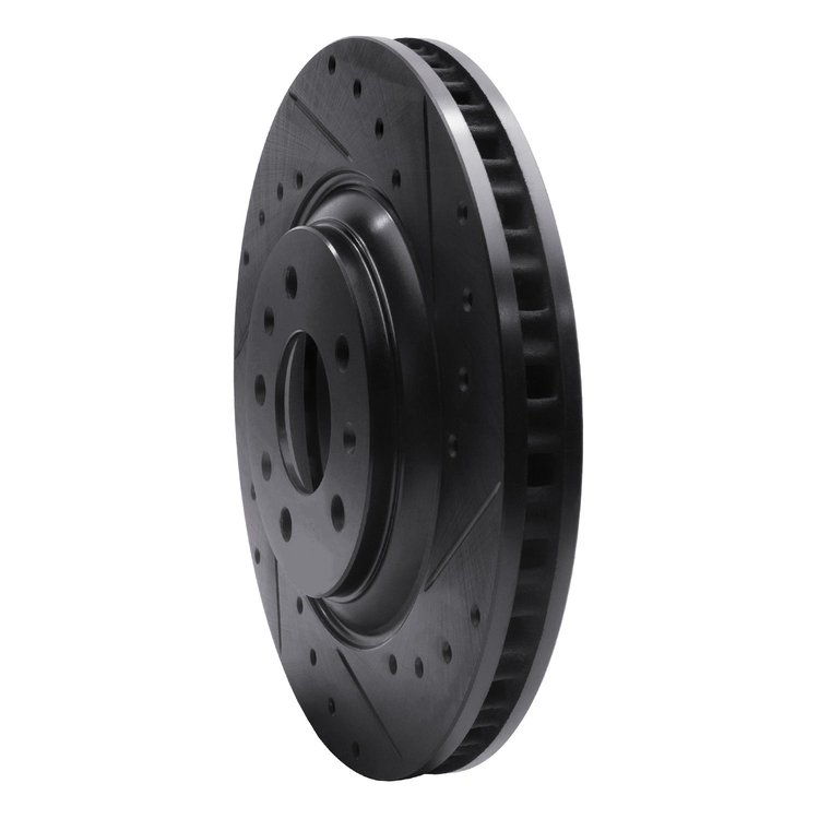E-Line Drilled & Slotted Black Brake Rotor, 2004-2008 GM, Position: Front Right
